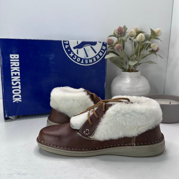 Birkenstocks Memphis High Leather/Textile Shoe Brown Women 7/Men 5 NWB Narrow - Picture 5 of 10